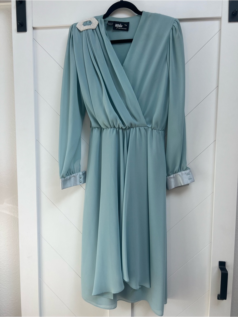 Ursula of Switzerland Vintage 80’s/90’s Light Blue Wrap-Style Midi Dress